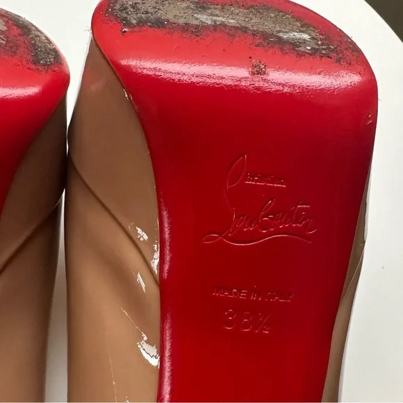 🌺Authentic CHRISTIAN LOUBOUTIN 🌺👠 Bianca 120 Patent calf Nude size 38.5